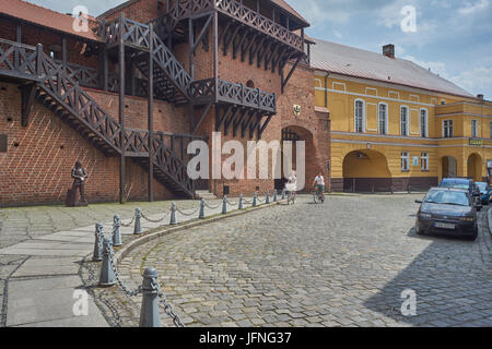 Namyslow Old town historic tenement houses medieval city walls Namyslow Brama Krakowska Gate Opolskie voivodship Stock Photo