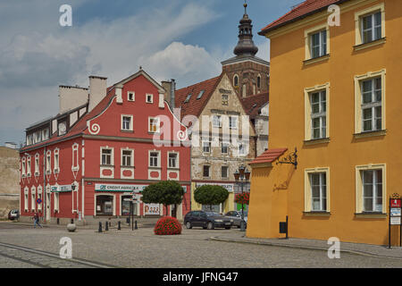 Namyslow Old town old market  historic tenement houses Namyslow Opolskie voivodship Stock Photo