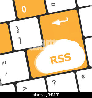 RSS button on keyboard key close-up, business concept Stock Photo