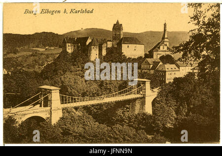 01033-Elbogen-1899-Schloß Elbogen und Brücke-Brück & Sohn Kunstverlag Stock Photo
