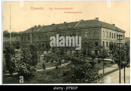 10947-Chemnitz-1909-Garnisonslazarett - Verwaltungsgebäude-Brück & Sohn Kunstverlag Stock Photo