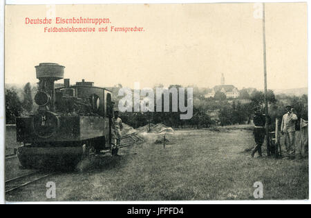 11412-Landkreis Meißen-1910-Eisenbahntruppen Feldbahnlokomotive und Fernsprecher-Brück & Sohn Kunstverlag Stock Photo