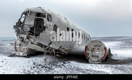 Aircraft wreck in Iceland Stock Photo
