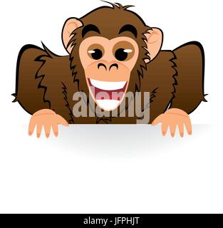 Monkey behind white board Stock Vector