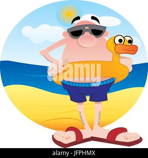 Tourist on the beach Stock Vector