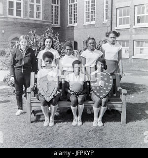 A netball team in the London Senior Netball League during the 1970s. Team comprises of mainly black, afro-caribbean girls. Stock Photo