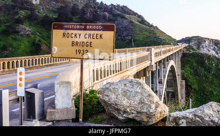 Rocky Creek Bridge at Big Sur California Stock Photo