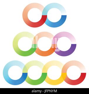 Abstract interlocking circles element set with 3 variation (2, 3 and 4 circle) Stock Vector