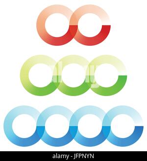 Abstract interlocking circles element set with 3 variation (2, 3 and 4 circle) Stock Vector