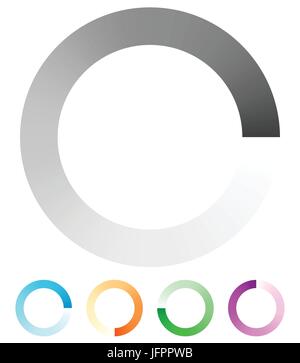 Progress, process indicator with 4 step. Progress bar, preloader (buffer) symbol. Gray plus 4 color circular loading symbol for presentations, infogra Stock Vector