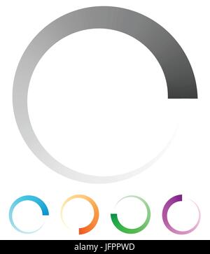 Progress, process indicator with 4 step. Progress bar, preloader (buffer) symbol. Gray plus 4 color circular loading symbol for presentations, infogra Stock Vector