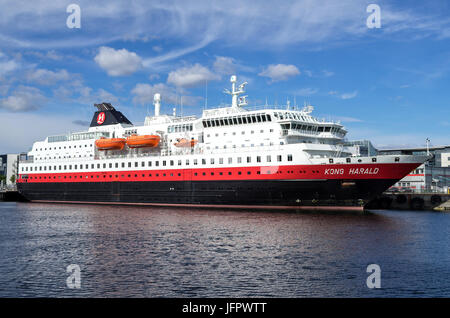 Hurtigruten coastal vessel KONG HARALD in Trondheim, Norway Stock Photo