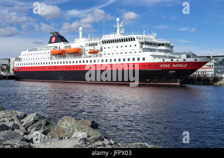 Hurtigruten coastal vessel KONG HARALD in Trondheim, Norway Stock Photo