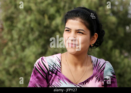 Bukhara, Uzbekistan - March 08, 2009: Portrait of unidentified Uzbek young women Stock Photo