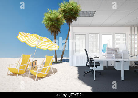 profile of a vaction and office situation . 3d rendering Stock Photo