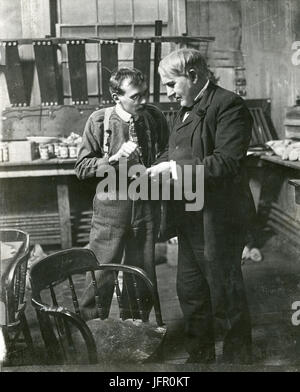 View of thomas a Edison and an assistant in his New Jersey laboratory, Menlo Park, NJ. Stock Photo