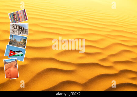 my own images from all over the jordan in a desert  patchwork Stock Photo
