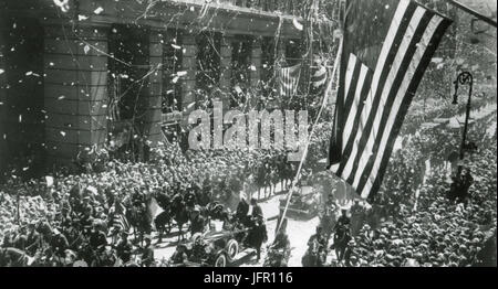 Charles A. Lindbergh is welcomed home after his flight across the Atlantic, New York City, June 13, 1927. Stock Photo