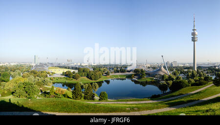 MUNICH, GERMANY - September 13, 2016: Panorama of Olympic park with TV-tower Stock Photo