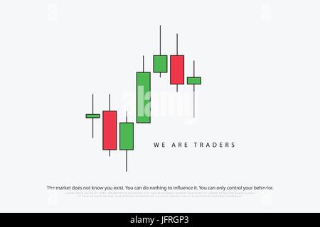 stock chart logotype with japanese candles pattern. vector currencies trading diagram. exchange market graph. forex success concept logo. bullish and  Stock Vector