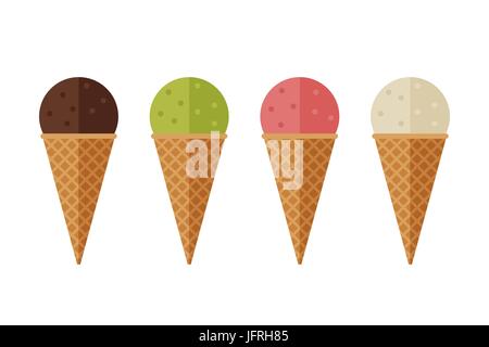 Ice cream flat icons Stock Vector