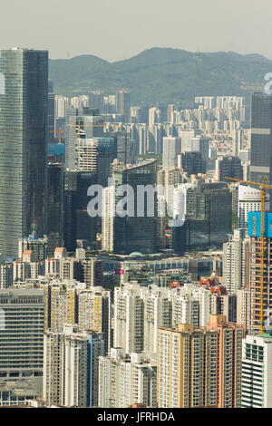 Shenzhen cityscape - aerial view at Nanshan from nanshan mountain; Guangdong province, People's republic of china Stock Photo