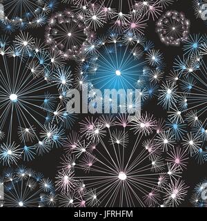 Seamless graphic background with white dandelions  Stock Vector