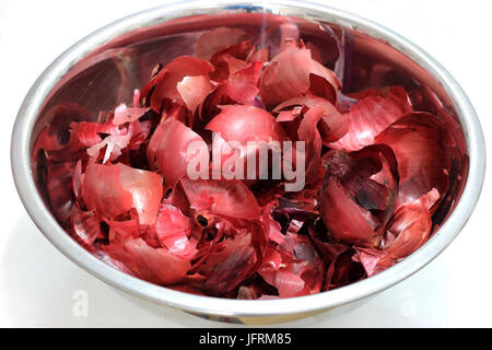 Red onions skin isolated on white background Stock Photo