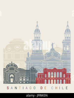 Santiago de Chile skyline poster in editable vector file Stock Photo