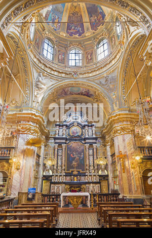 TURIN, ITALY - MARCH 13, 2017: The noe - baroque cupola and presbytery in church Chiesa di San Giuseppe.