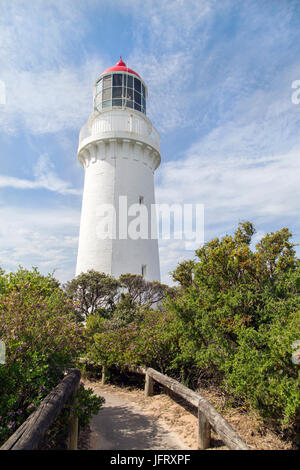 Cape Schanck Lighthouse was built in 1859. It is located on the southernmost tip of the Mornington Peninsula. Stock Photo