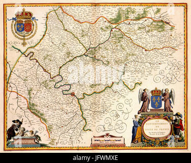 Carte De L Ile De France 1635 Damien De Templeux Extrait Ouest De Paris Stock Photo Alamy