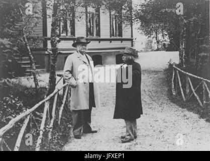 Bjørnstjerne Bjørnson and Edvard Grieg at Edvard's 60 year birthday Stock Photo