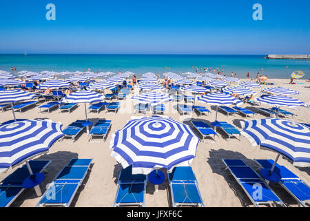 The beach in Cefalù, Sicily. Historic Cefalù is a major tourist destination on Sicily. Stock Photo