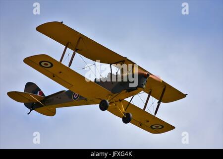 1943 De Havilland DH-82A Tiger Moth II  on display at the 2017 Flywheel Festival held at Bicester Heritage Stock Photo