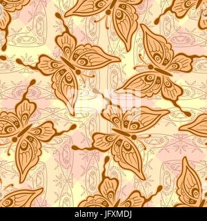 Seamless, Symbolical Butterflies Stock Vector