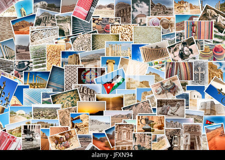 my own images from all over the jordan in a  patchwork Stock Photo