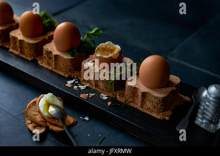 soft boiled eggs Stock Photo