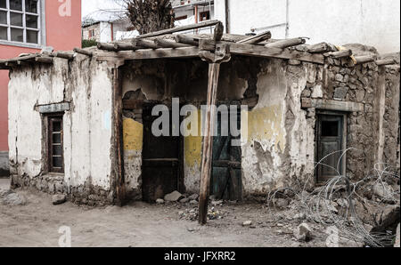 Dilapidated old house in residential area of Leh, Ladakh, India Stock Photo