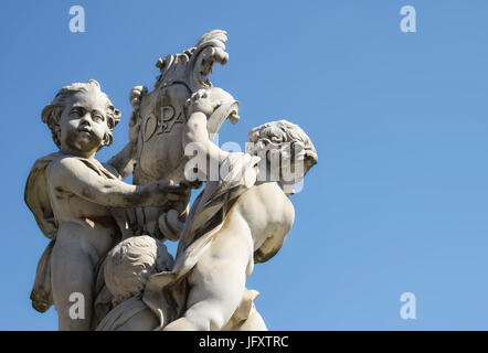 Detail of Fontana dei Putti (fountain with angels) near leaning tower of Pisa, Tuskany, Italy Stock Photo