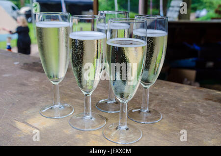 Glasses of prosecco at a wedding. Stock Photo