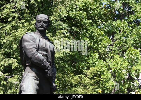 Statue of Vasilije Vasa Carapic in Belgrade, known as the Dragon from Avala was Serbian military commander that participated in the First Serbian Upri Stock Photo