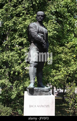 Statue of Vasilije Vasa Carapic in Belgrade, known as the Dragon from Avala was Serbian military commander that participated in the First Serbian Upri Stock Photo