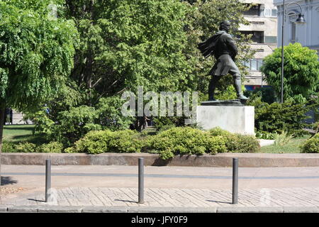 Statue of Vasilije Vasa Carapic in Belgrade, known as the Dragon from Avala was Serbian military commander that participated in the First Serbian Upri Stock Photo