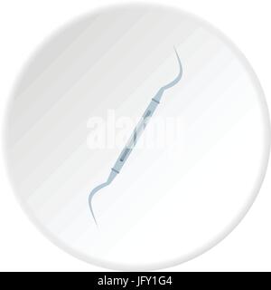 Steel dentists hook probe icon circle Stock Vector