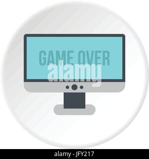 Monitor with word game over icon circle Stock Vector