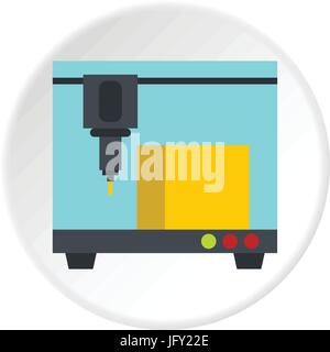 3D printer icon circle Stock Vector