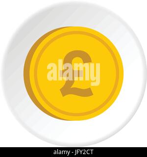 Gold coin with pound sign icon circle Stock Vector