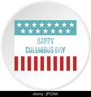 Happy Columbus Day flag icon circle Stock Vector