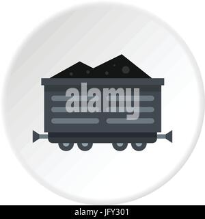 Train waggon with coal icon circle Stock Vector